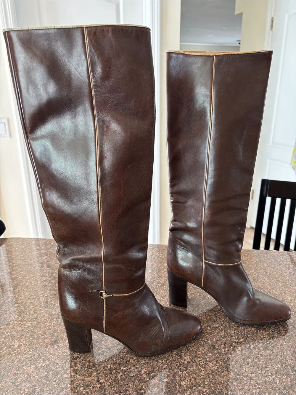 Gucci Ladies dark brown 70’s Horsebit Stacked Heel Boots-7-VINTAGE - Picture 2 of 15